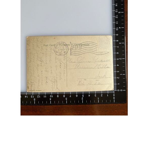 Antique 1911 Ephemera Embossed Posted Signed Postcard Best Wishes Roses Country - Picture 3 of 6